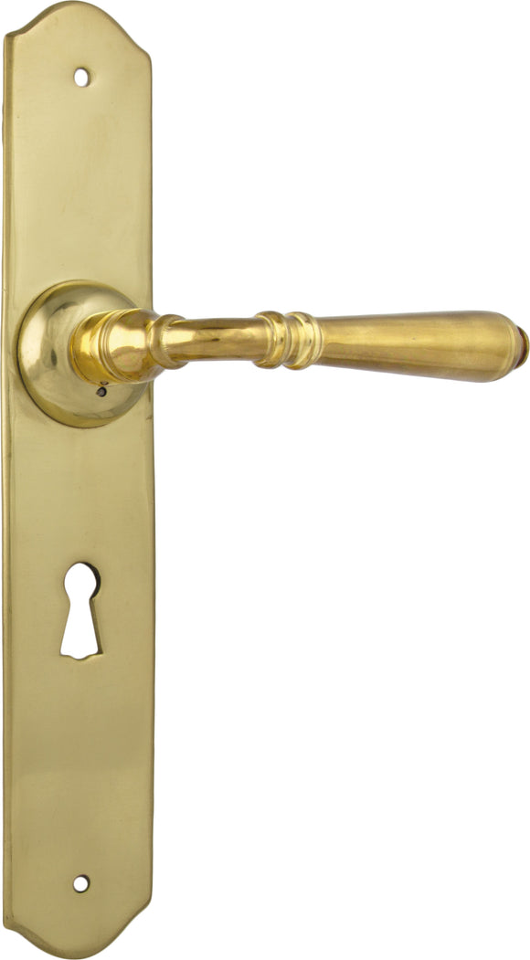 Door Lever Reims Lock Pair Unlacquered Polished Brass H240xW40xP70mm