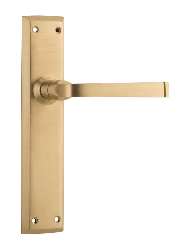 Door Lever Menton Latch Pair Unlacquered Satin Brass H225xW50xP75mm
