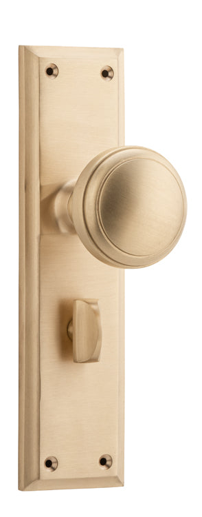 Door Knob Milton Privacy Pair Unlacquered Satin Brass H200xW50xP73mm