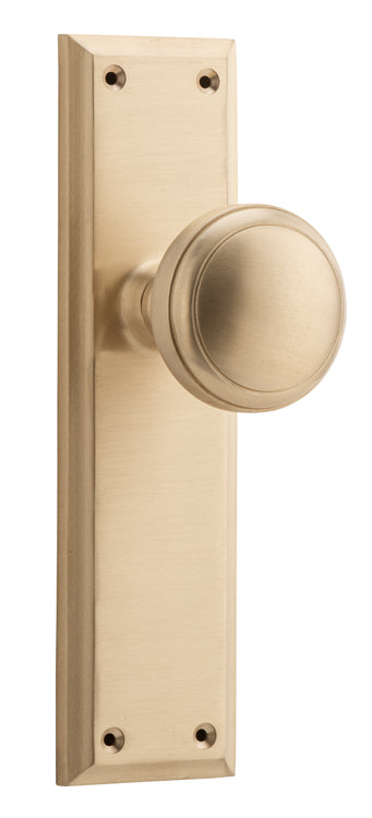 Door Knob Milton Latch Pair Unlacquered Satin Brass H200xW50xP73mm