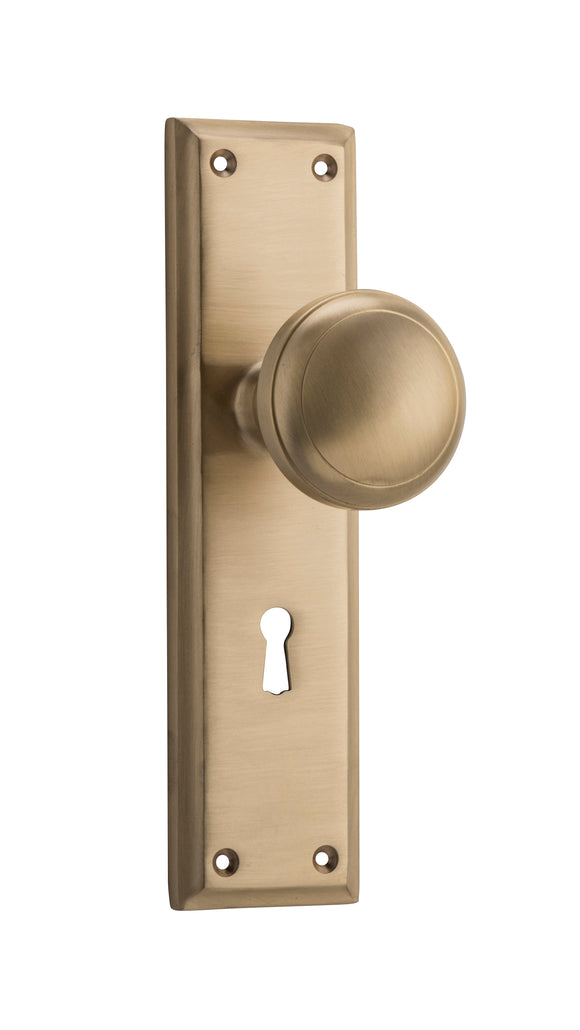 Door Knob Milton Lock Pair Unlacquered Satin Brass H200xW50xP73mm