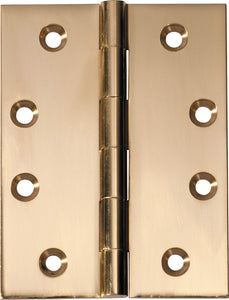 Hinge Fixed Pin Unlacquered Polished Brass H100xW75xT3mm
