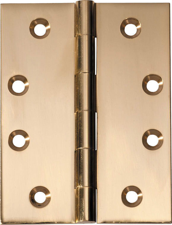 Hinge Fixed Pin Unlacquered Polished Brass H100xW75xT3mm