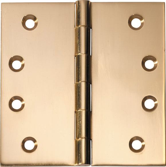 Hinge Fixed Pin Unlacquered Polished Brass H100xW100xT3mm