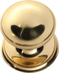 Centre Door Knob Round Unlacquered Polished Brass P86mm Backplate 85mm