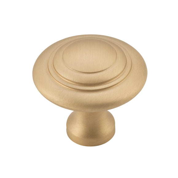 Cupboard Knob Domed Unlacquered Satin Brass D38xP35mm