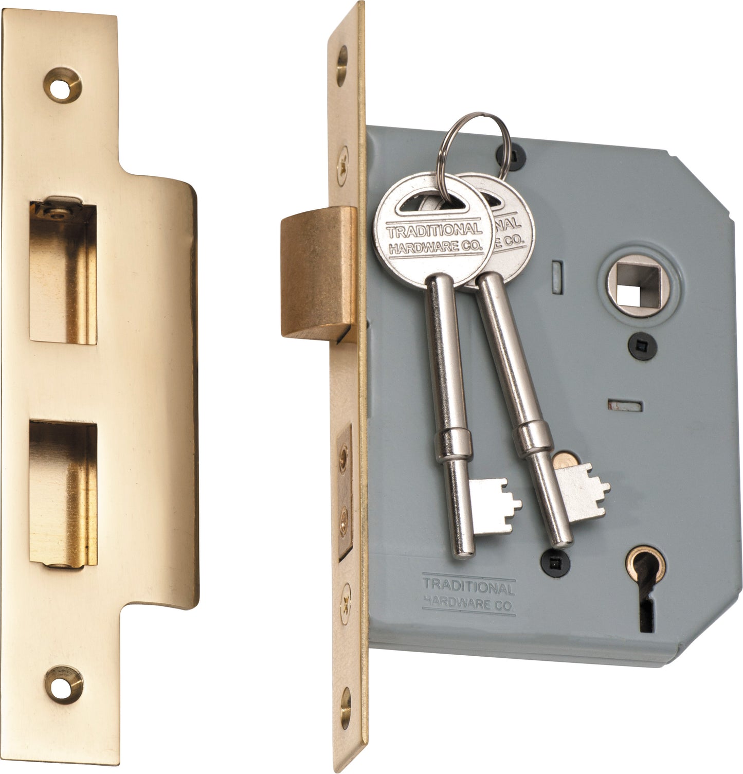 Mortice Lock 5 Lever Polished Brass CTC57mm Backset 57mm