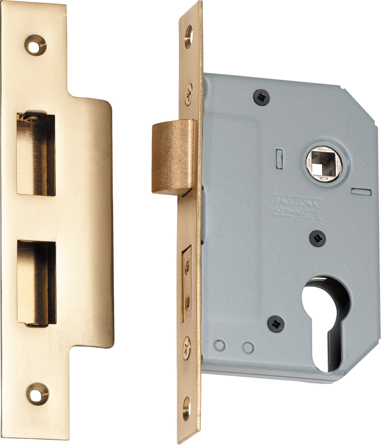 Mortice Lock Euro Polished Brass CTC47.5mm Backset 46mm