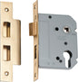 Mortice Lock Euro Polished Brass CTC47.5mm Backset 57mm