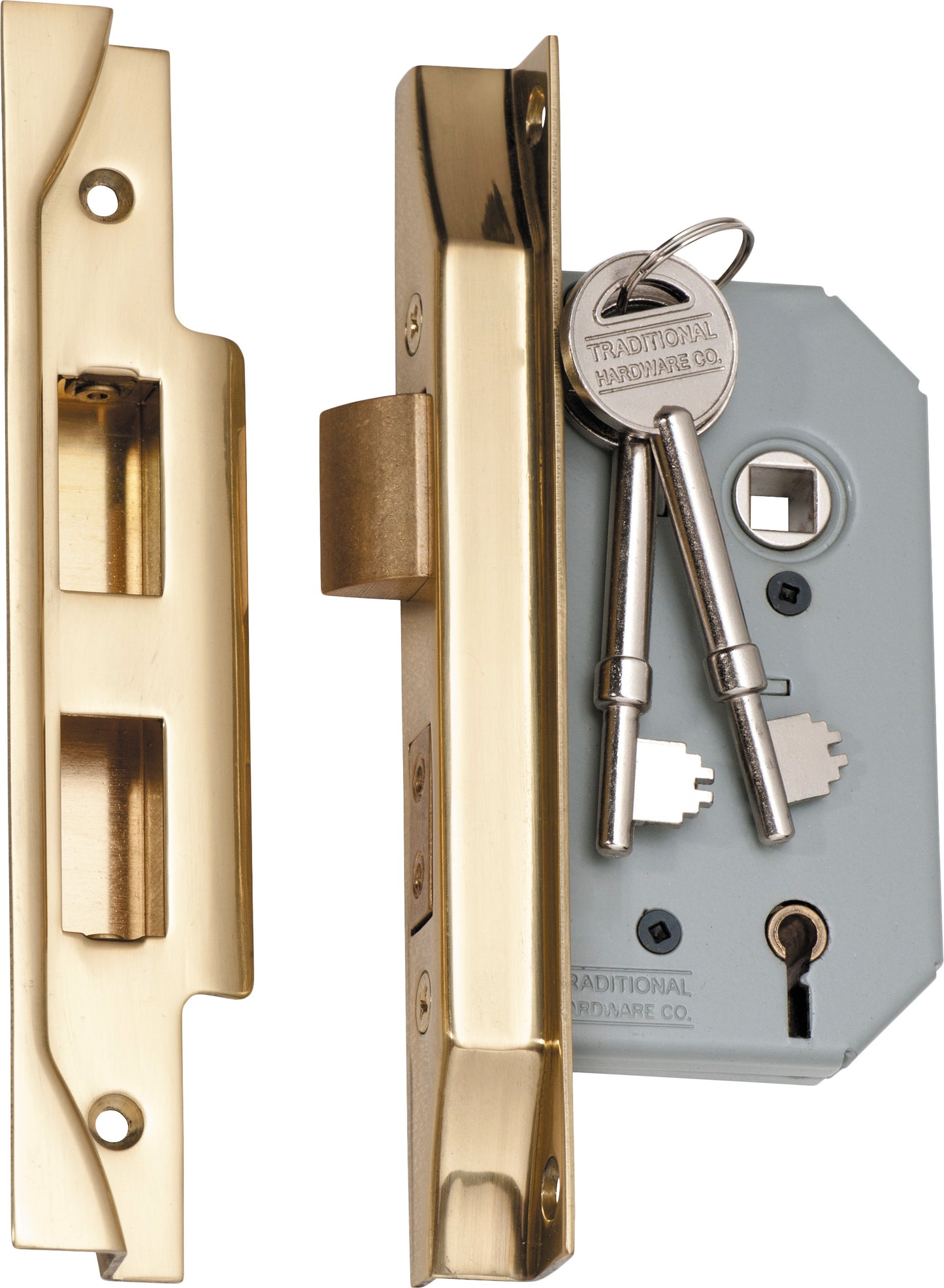 Mortice Lock 5 Lever Rebated Polished Brass CTC57mm Backset 46mm