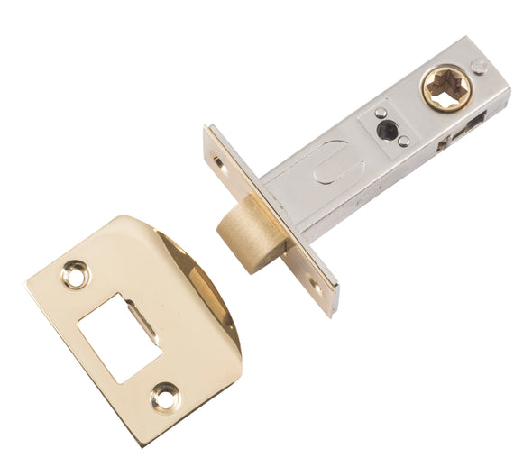 Tube Latch Split Cam Hard Sprung 'D' Striker Polished Brass Backset 60mm