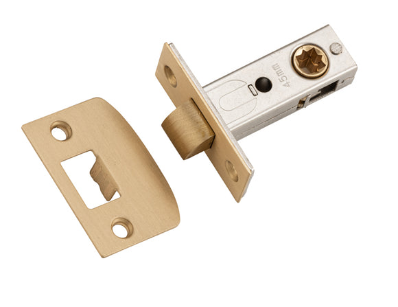 Tube Latch Split Cam Hard Sprung 'D' Striker Satin Brass Backset 45mm