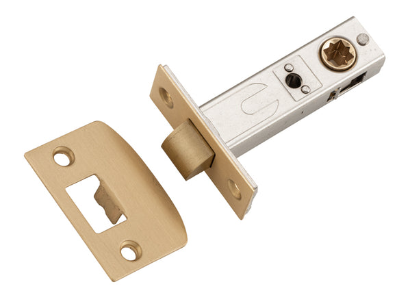 Tube Latch Split Cam Hard Sprung 'D' Striker Satin Brass Backset 60mm