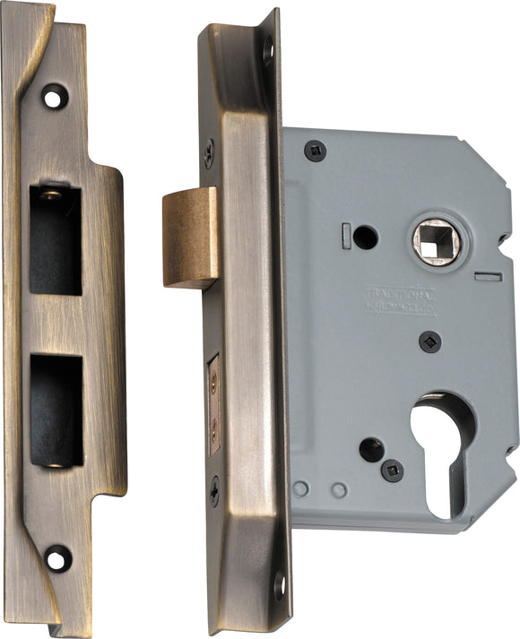 Mortice Lock Euro Rebated Antique Brass CTC47.5mm Backset 57mm