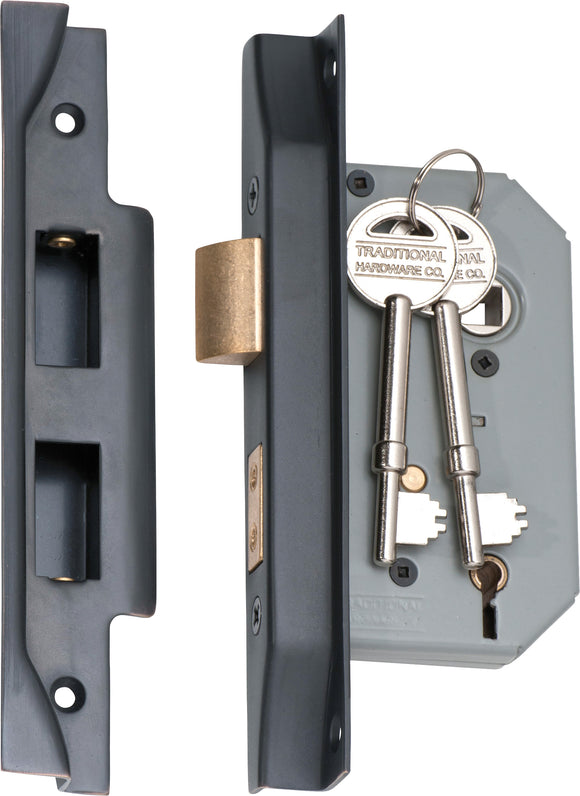 Mortice Lock 5 Lever Rebated Antique Copper CTC57mm Backset 46mm