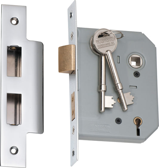 Mortice Lock 5 Lever Chrome Plated CTC57mm Backset 57mm
