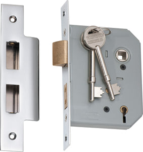 Mortice Lock 5 Lever Chrome Plated CTC57mm Backset 57mm