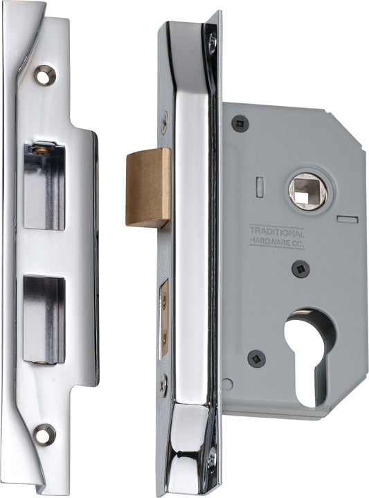 Mortice Lock Euro Rebated Chrome Plated CTC47.5mm Backset 46mm