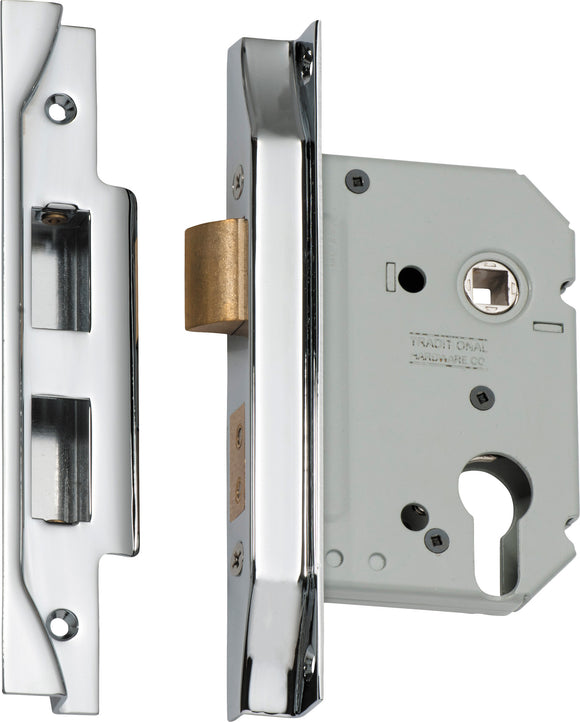 Mortice Lock Euro Rebated Chrome Plated CTC47.5mm Backset 57mm
