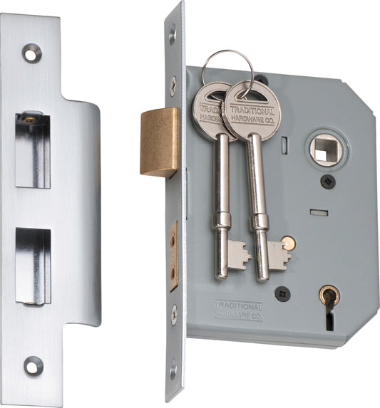 Mortice Lock 5 Lever Satin Chrome CTC57mm Backset 57mm