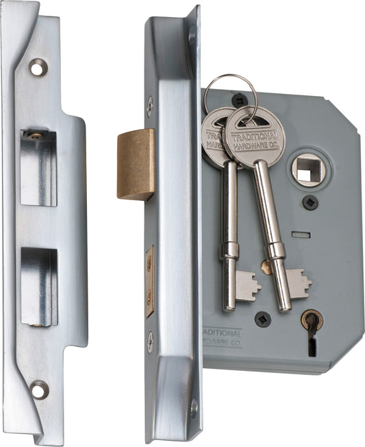 Mortice Lock 5 Lever Rebated Satin Chrome CTC57mm Backset 57mm