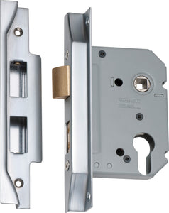 Mortice Lock Euro Rebated Satin Chrome CTC47.5mm Backset 57mm