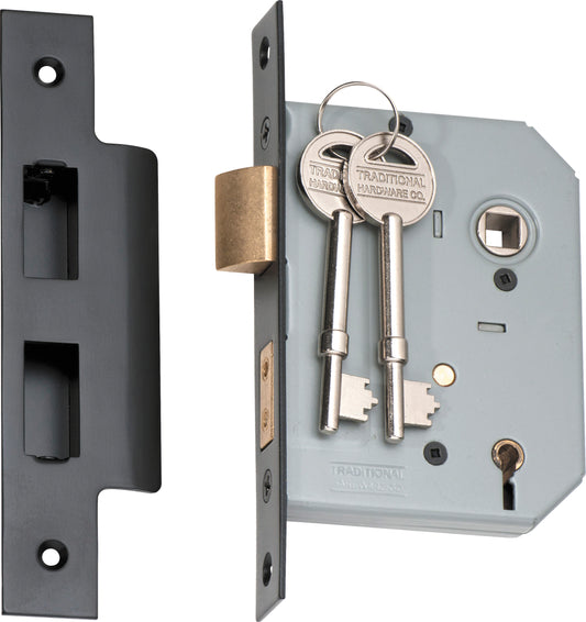 Mortice Lock 5 Lever Matt Black CTC57mm Backset 57mm