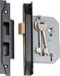 Mortice Lock 5 Lever Rebated Matt Black CTC57mm Backset 57mm