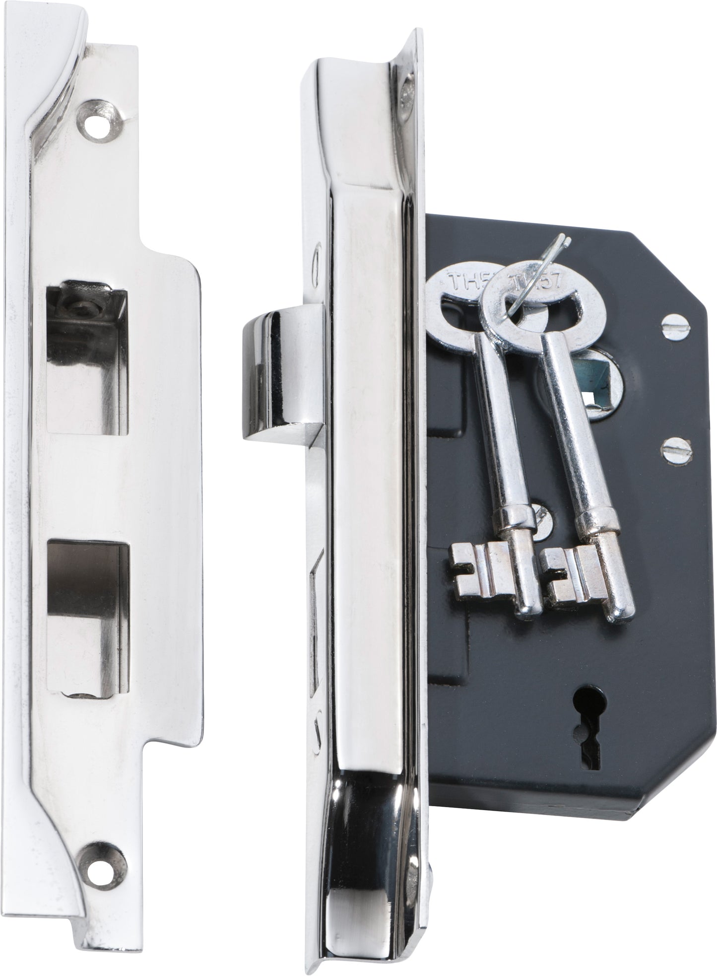 Mortice Lock 3 Lever Rebated Chrome Plated CTC57mm Backset 44mm