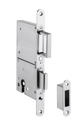 JNF Mortise Lock With Retractable Handle for Sliding Doors Stainless Steel