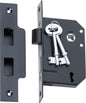 Mortice Lock 3 Lever Matt Black CTC57mm Backset 44mm