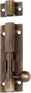 Barrel Bolt Antique Brass L75xW25mm Bolt 7.5mm