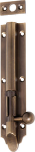 Barrel Bolt Victorian Long Throw Antique Brass L150xW25mm Throw 30mm