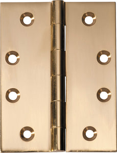 Hinge Fixed Pin Polished Brass H100xW75xT3mm