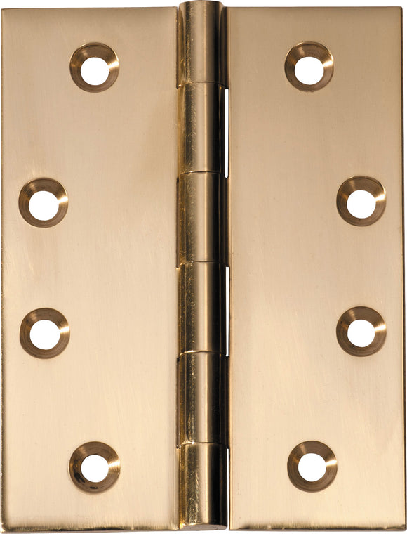 Hinge Fixed Pin Polished Brass H100xW75xT3mm