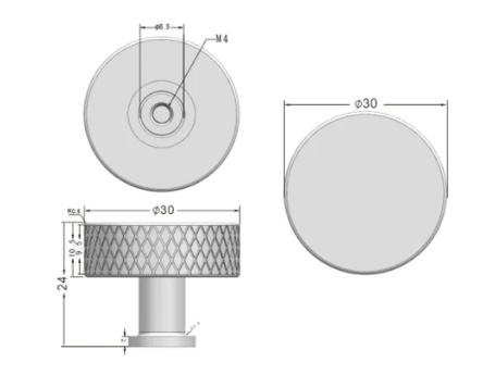 Mardeco 1197 Cabinet Knob Diameter Size 30mm Available in 4 Colours : Black ,Brushed Nickel ,Bronze & Satin Brass