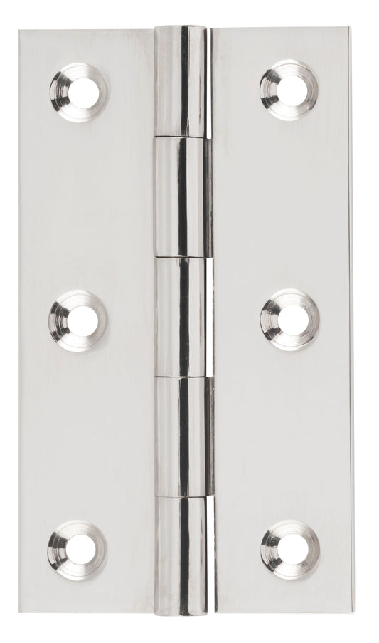 Hinge Fixed Pin Polished Nickel H89xW50xT2.5mm