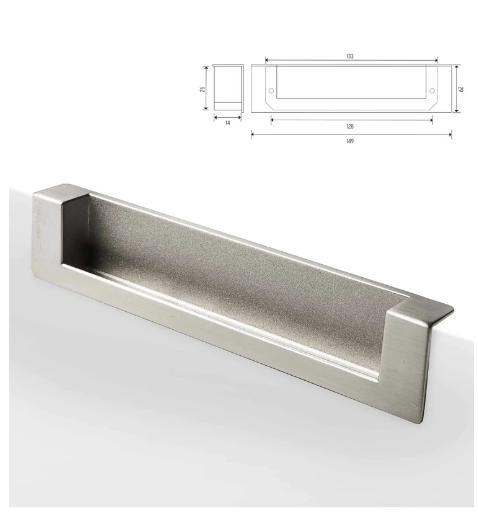 ELITE ORIANE INSET HANDLE HOLE CENTRE 128MM x LENGTH 149MM x DEPTH 13 ...