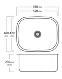 MERCER EL102 QUESTO LAUNDRY BOWL TOP MOUNT NO OVERFLOW & WITH OVERFLOW