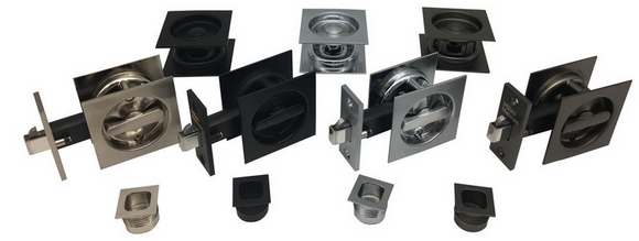 MILES NELSON CAVITY DOOR SLIDER DUMMY SQUARE VISUAL PACK  IN 3 COLOURS : BLACK ,SATIN CHROME ,SATIN GRAPHITE FINISH