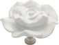 Cupboard Knob White Porcelain Flower Chrome Plated D50xP36mm