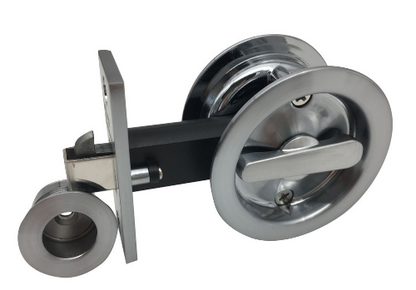 MILES NELSON CAVITY DOOR SLIDER PRIVACY SET ROUND WITH FINGER PULL BLACK VISUAL PACK   IN 4 COLOURS : BLACK ,SATIN CHROME ,SATIN GRAPHITE ,SATIN NICKEL