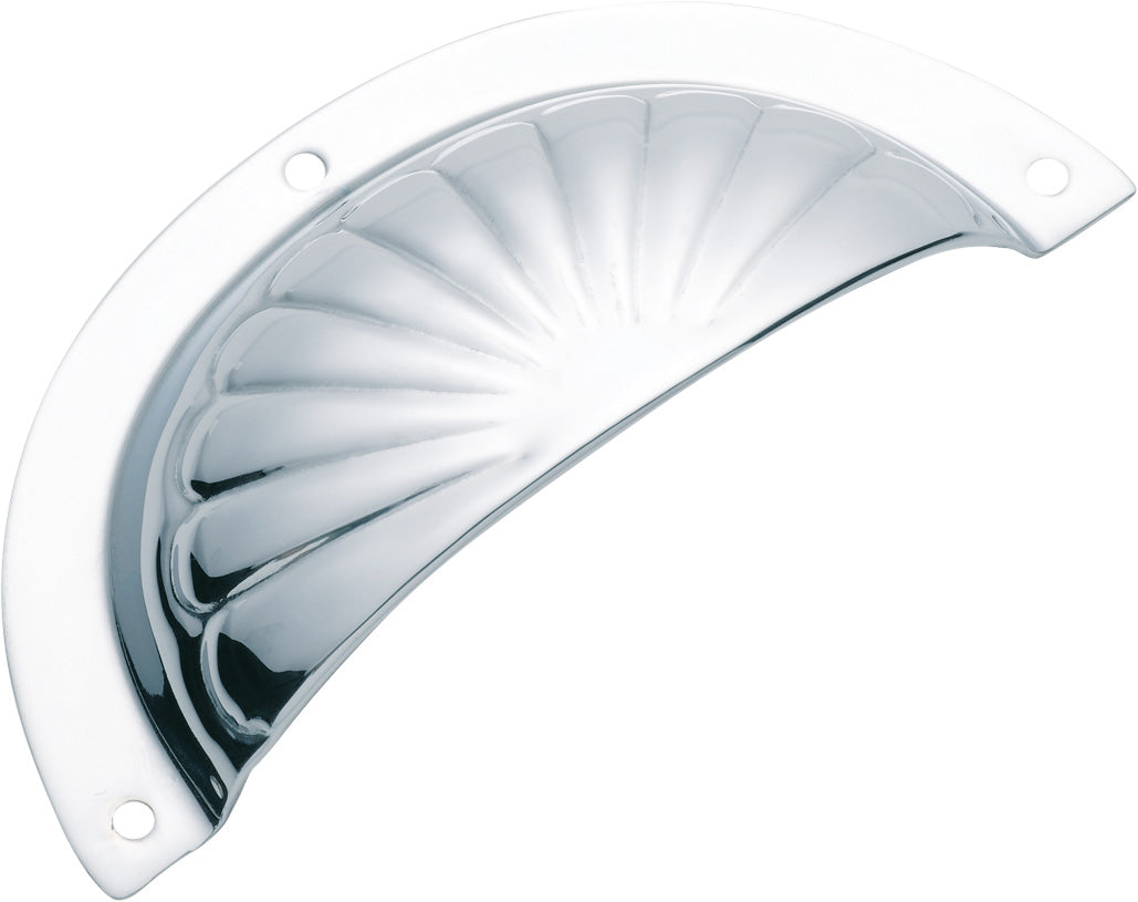 Drawer Pull Sheet Brass Fluted Satin Chrome L97xH40mm