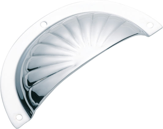 Drawer Pull Sheet Brass Fluted Satin Chrome L97xH40mm