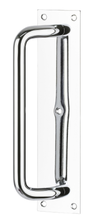 Drake & Wrigley 1466 Offset Handle On Plate Length 200mm In 6 Colours : Black ,Chrome ,Florentine Bronze ,Brass Plate ,Satin Chrome Plate ,Stainless Steel