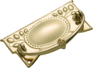 Cabinet Pull Handle Sheet Brass Edwardian Polished Brass H120xW55mm