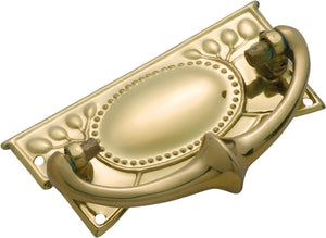 Cabinet Pull Handle Sheet Brass Edwardian Polished Brass H30xW65mm