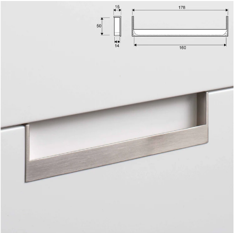 ELITE ULTIMATE INSET LENGTH : 202MM x HEIGHT : 50MM x DEPTH : 16MM - BRUSHED NICKEL & GUNMETAL