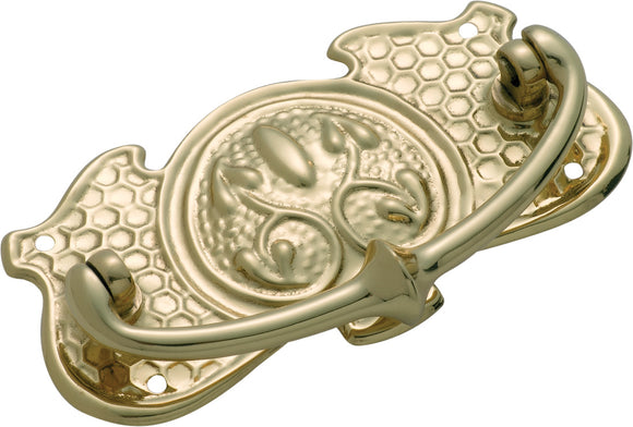 Cabinet Pull Handle Sheet Brass Nouveau Polished Brass H50xW95mm