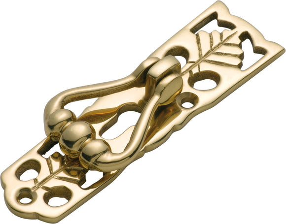 Cabinet Pull Handle Pedestal Maple Leaf Polished Brass H78xW20mm